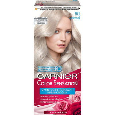 Garnier Color Sensation стойкая крем краска для волос платиновый блонд оттенок 911 дымчатый ультраблонд Уценка