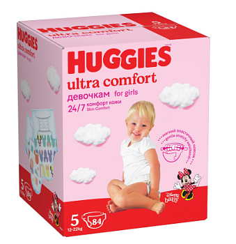 Huggies Ultra Comfort 5 разм 12-22 кг L  подгузники Disney Box 42*2 84 шт.
