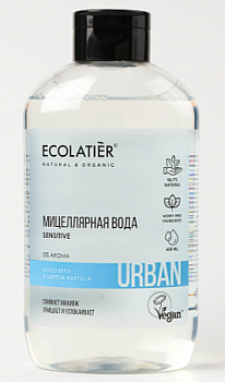 Ecolatier  мицеллярная вода для снятия макияжа для чувствительной кожи Цветок кактуса и алоэ вера 400мл