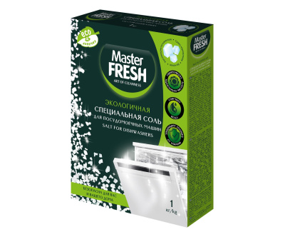 Master FRESH экологичная специальная соль для посудомоечной машины гранулированная беленая крупнокристаллическая 1 кг Уценка