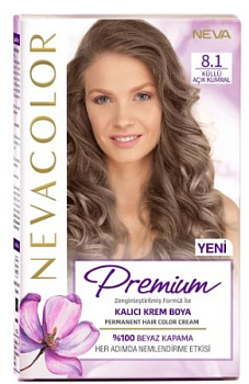 Nevacolor PRЕMIUM стойкая крем краска для волос 8.1 LIGHT ASH BLONDE пепельно русый Уценка