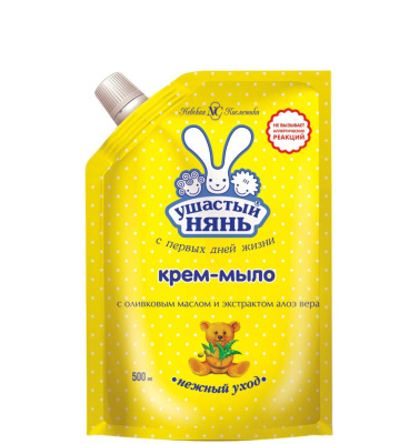 Ушастый Нянь крем мыло жидкое для детей с оливковым маслом и экстрактом алоэ вера дой пак 500 мл