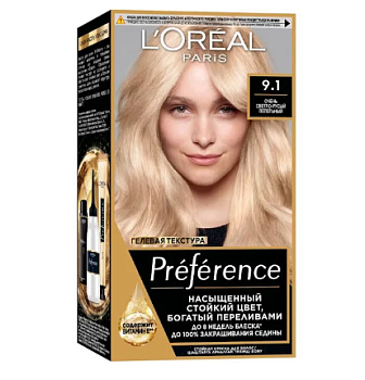 L'oreal Preference краска для волос 9.1 викинг очень светло русый пепельный