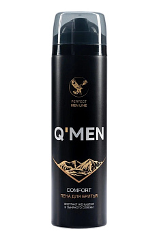 Q’men пена для бритья comfort с экстрактом женьшеня и льняного семени, 240 мл