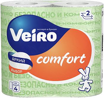 Veiro туалетная бумага comfort 2 х слойная оранжевая 4 шт