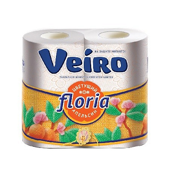 Veiro туалетная бумага Floria 2-х слойная Цветущий апельсин 4шт