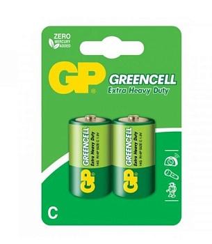 GP батарейки солевые GreenCell C/R14G 2шт
