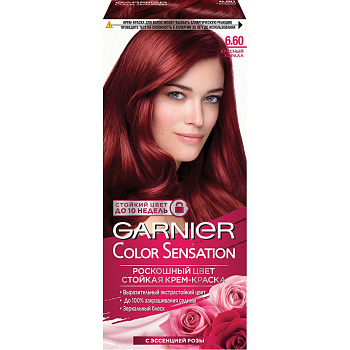 Garnier Color Sensation стойкая крем краска для волос оттенок 6.60 красный коралл