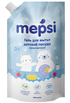 Mepsi гель для мытья посуды и игрушек дой пак 1 л