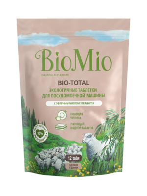 BioMio таблетки для посудомоечной машины Bio Total масло эвкалипта 12шт