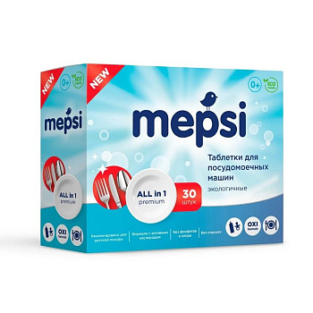 Mepsi таблетки для посудомоечных машин экологичные 30 шт