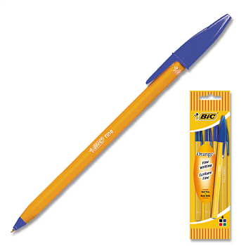 BIC Ручка Оранж, тонкая линия, син, (пак. 4шт)