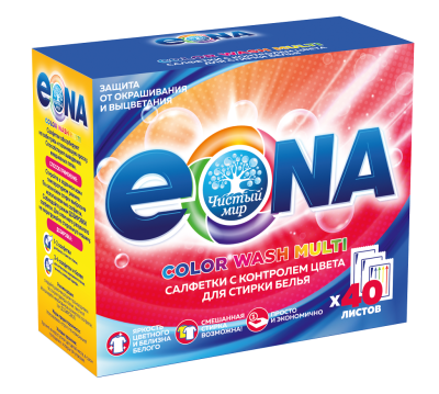 Эона салфетки с контролем цвета для стирки белья color 40 листов