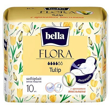 BELLA Прокладки FLORA Tulip, 10 шт.уп. (с ароматом тюльпана)