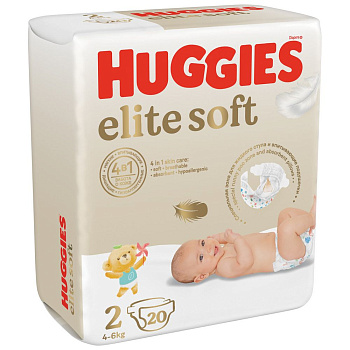 Huggies Elite Soft подгузники для новорожденных 4-6 кг 2 размер 20 шт