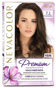 Nevacolor PRЕMIUM стойкая крем краска для волос 7.1 ASH BLONDE пепельно коричневый