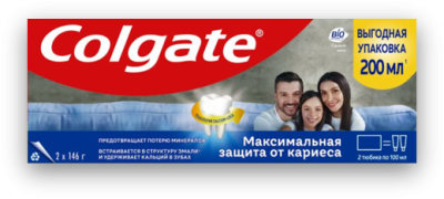 Colgate зубная паста максимальная защита от кариеса свежая мята 100 мл + 100 мл Уценка