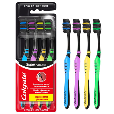 Colgate super black зубная щетка средней жесткости 3+1 бесплатно промо Уценка