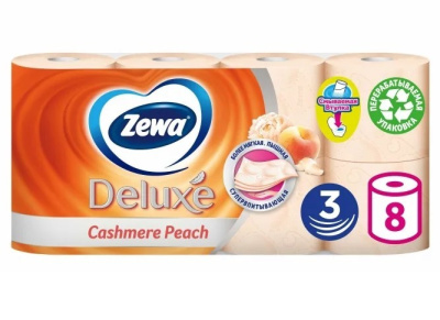 Zewa туалетная бумага Deluxe 3-х слойная персик 8шт
