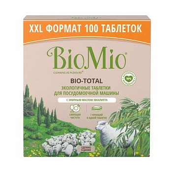 BioMio таблетки для посудомоечной машины с маслом эвкалипта Bio-total 100шт