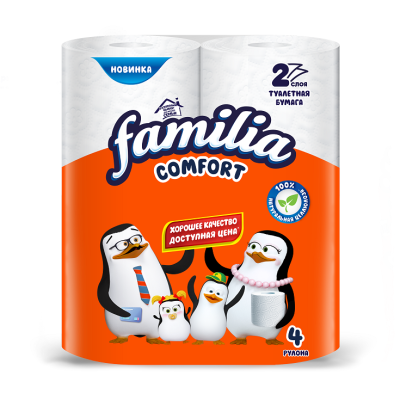 Familia comfort туалетная бумага белая двухслойная 4 шт