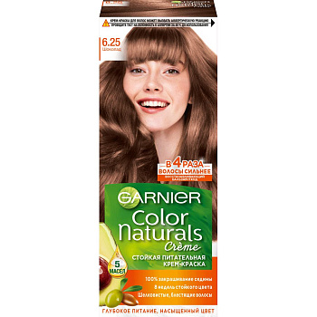 Garnier стойкая питательная крем краска для волос color naturals оттенок 6.25 шоколад