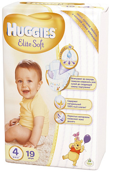 Подгузники Huggies Elite Soft 4 размер 8-14 кг 19шт