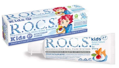 ROCS KIDS зубная паста для детей фруктовый рожок без фтора 45 гр
