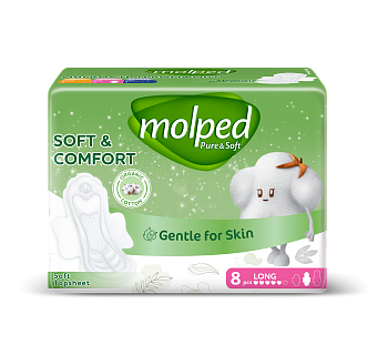 Molped ультратонкие прокладки pure soft с крылышками супер 8 шт