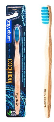 Лонга Вита зубная щетка бамбуковые для взрослых  flosser сред.жесткости
