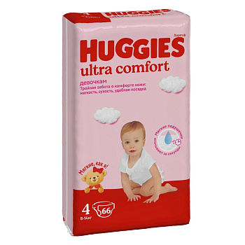 Huggies Ultra Comfort подгузники для девочек 8-14 кг 4 размер 66 шт