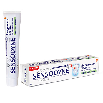 Sensodyne зубная паста ежедневная защита морозная мята 75мл Уценка