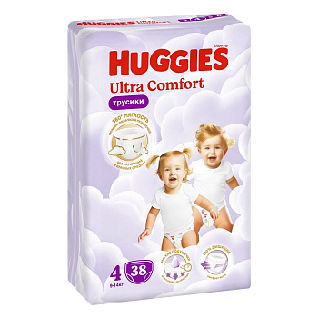Huggies ultra comfort 4 9-14 кг трусики подгузники 38 шт