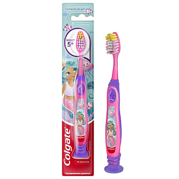 Colgate зубная щетка детская mermaid star smile 5+ для детей от 5 лет ультрамягкая