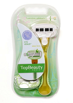 TopBeauty Paris женская бритва 1 бритва + 2 сменные кассеты желтого и зеленого цвета совместима с venus