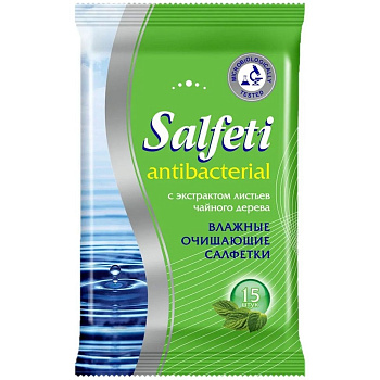 Salfeti antibac №15 влажные салфетки антибактериальные с экстрактом листьев чайного дерева