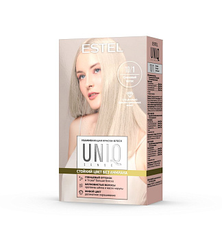 Estel uniq sense ухаживающая краска блеск без аммиака для волос 10.1 светлый блондин пепельный