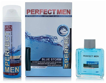ПН MEN perfect men turbo blue storm лосьон после бритья 100 мл+пена для бритья 200 мл