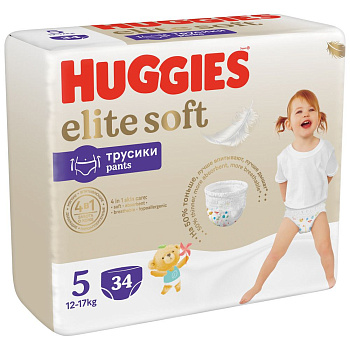 Huggies Elite Soft подгузники трусики 12-17 кг 5 размер 34 шт