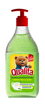 Qualita средство для мытья посуды green tea aloe флакон 500 мл