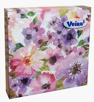 Veiro салфетки 3-слойные с рисунком акварель 20 листов