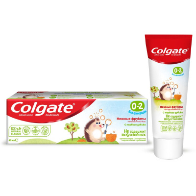 Colgate зубная паста детская 0-2 без фторида для детей от 0 до 2 лет со вкусом нежных фруктов 40 мл Уценка