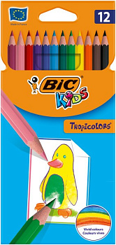 BIC Цветные. пласт. карандаши Тропикулер 2, ( кор. 12 цветов)