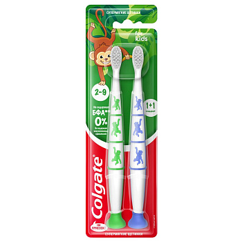 Colgate зубная щетка детская 2-9 на присоске для детей 1+1 супермягкие промо