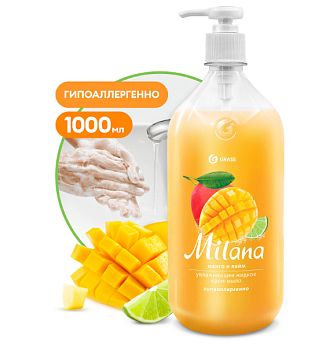 GraSS крем мыло жидкое увлажняющее milana манго и лайм флакон 1000 мл