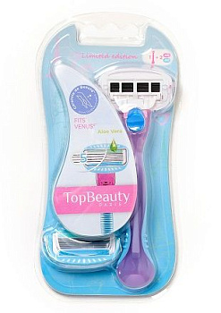 TopBeauty Paris женская бритва 1 бритва + 2 сменные кассеты розового  и голубого цвета совместима с venus