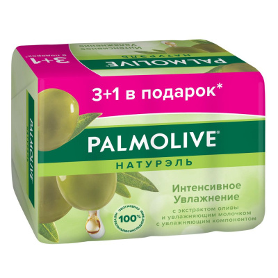 Palmolive натурэль мыло туалетное твердое интенсивное увлажнение с экстрактом оливы и увлажняющим молочком промоупаковка 4 х90 г Уценка