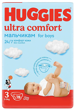 Huggies Ultra Comfort подгузники для мальчиков 3 5 9кг 78шт