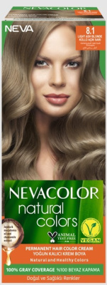 Nevacolor Natural Colors стойкая крем краска для волос 8.1 LIGHT ASH BLONDE пепельный светлый блондин