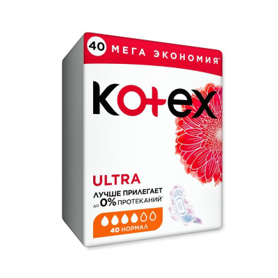 Kotex прокладки гигиенические ультра сетч нормал fast absorb 40 шт